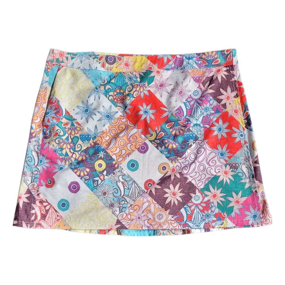 Rip Skirt Patchwork Floral Wrap Skirt Women's XXL Boho Beach Tropical